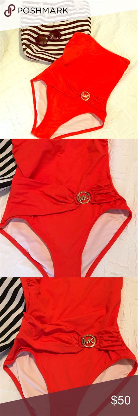 michael kors orange one piece swimsuit|michael kors bathing suits.